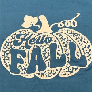 Blue/green 'Hello Fall' Graphic Tee